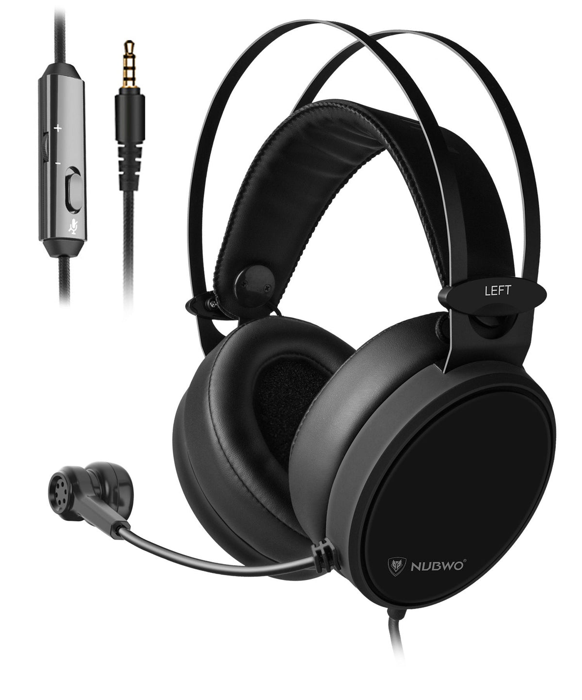 HKM-626899 Heavy Bass Wired Gaming Headset with Microphone and 3.5mm Plug - Black