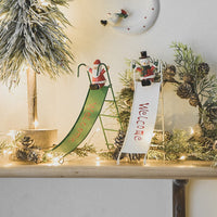 HKM-626963 Christmas Wrought Iron Slide Ornaments - Reindeer, Snowman, Old Man Designs for Festive Decoration