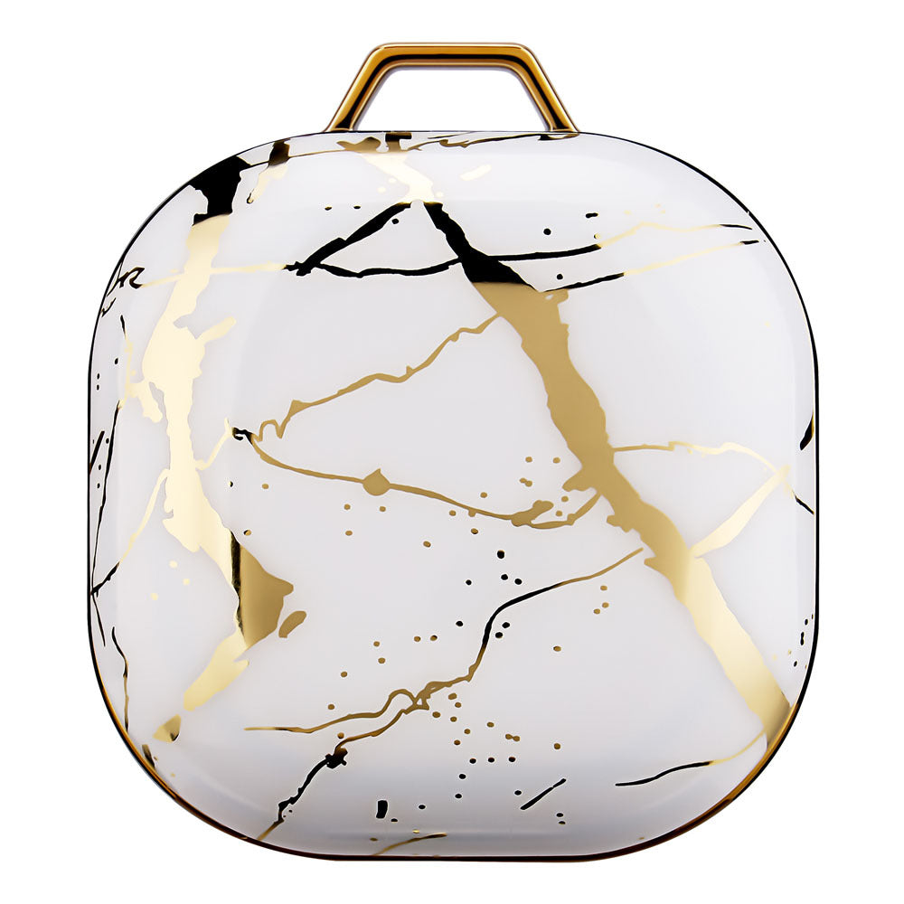 HKM-627027 Green Gold Marble IMD Earphone Sleeve for Samsung Buds Live/Pro - Drop-Proof Hard Shell Case