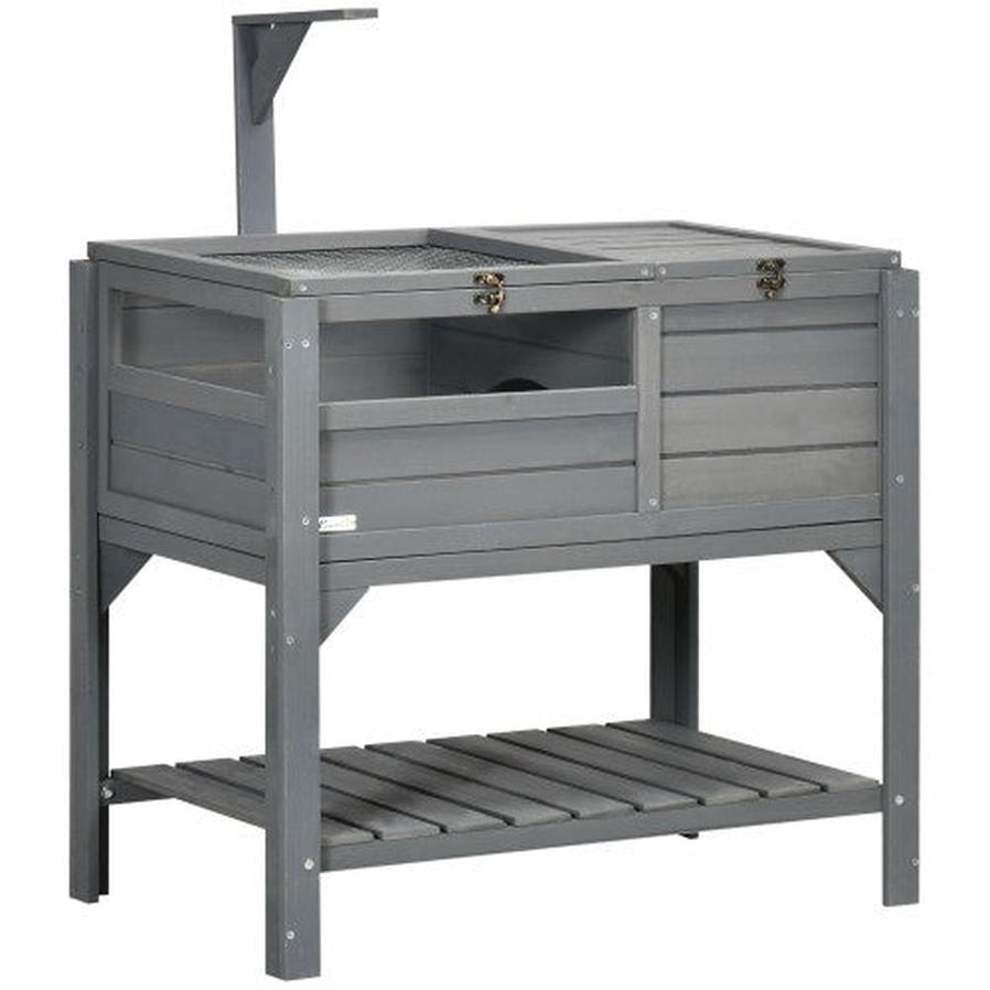 HKM-627155 Reptile Storage Shelf with Light Support Frame and Weather Protection, Grey