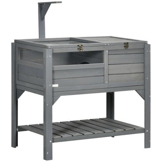 HKM-627155 Reptile Storage Shelf with Light Support Frame and Weather Protection, Grey