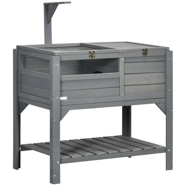 HKM-627155 Reptile Storage Shelf with Light Support Frame and Weather Protection, Grey