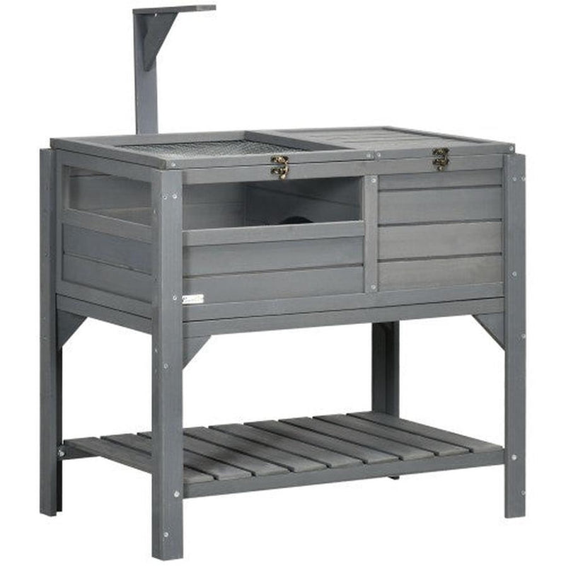 HKM-627155 Reptile Storage Shelf with Light Support Frame and Weather Protection, Grey