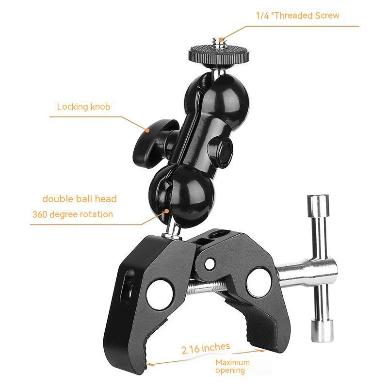 HKM-627219 Universal Aluminum Alloy Hot Shoe Monitor Stand for SLR Cameras with Crab Clamp Support