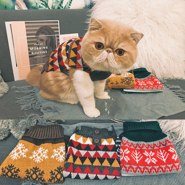 HKM-6273213 Casual Snowflake Pattern Pet Sweater for Cats and Small Dogs