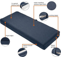 HKM-627347 Water-Resistant High Density Foam Outdoor Bench Seat Cushion with Washable Cover