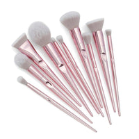 HKM-627411 10-Piece Fingerprint Makeup Brush Set with Long Plastic Handles and Soft Synthetic Bristles