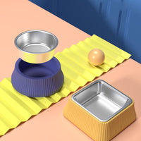 HKM-6275389 Stainless Steel Pet Food Bowl - Anti-overturning Design, Available in Round and Square Styles