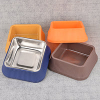 HKM-6275389 Stainless Steel Pet Food Bowl - Anti-overturning Design, Available in Round and Square Styles