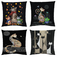 HKM-627539 Cat Series Cotton and Linen Pillow Cover 45x45 for Automobile Decor