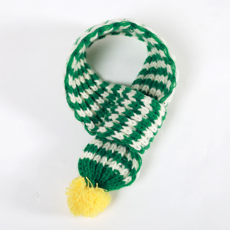 HKM-6275773 Winter Pet Scarf in Red, Green, and Gray - Warm Polyester Accessory for Puppies