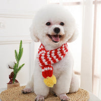 HKM-6275773 Winter Pet Scarf in Red, Green, and Gray - Warm Polyester Accessory for Puppies