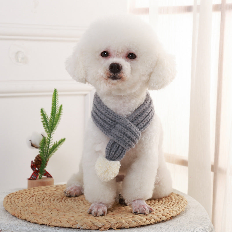 HKM-6275773 Winter Pet Scarf in Red, Green, and Gray - Warm Polyester Accessory for Puppies