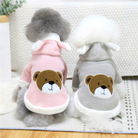 HKM-6277437 Thickened Cashmere Hooded Sweater for Small and Medium Dogs and Cats - Cartoon Bear Design