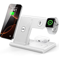 HKM-627859 3-in-1 Wireless Charging Station for Multiple Devices - Fast Charging Stand with Foldable Design