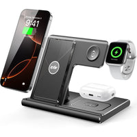 HKM-627859 3-in-1 Wireless Charging Station for Multiple Devices - Fast Charging Stand with Foldable Design