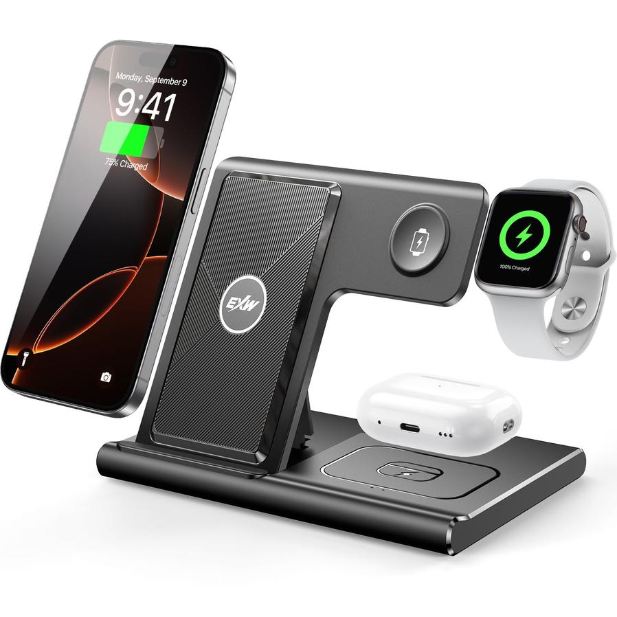 HKM-627859 3-in-1 Wireless Charging Station for Multiple Devices - Fast Charging Stand with Foldable Design