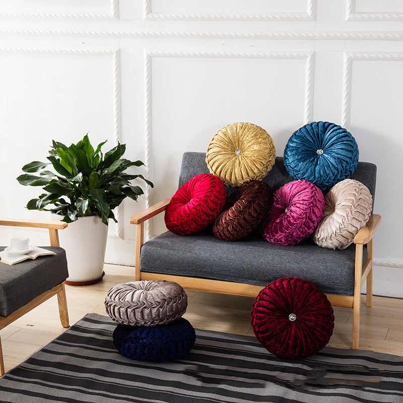 HKM-627987 European Style Plush Pumpkin Pillow - Round Cushion with PP Cotton Filling, 35cm Diameter, Available in Various Colors