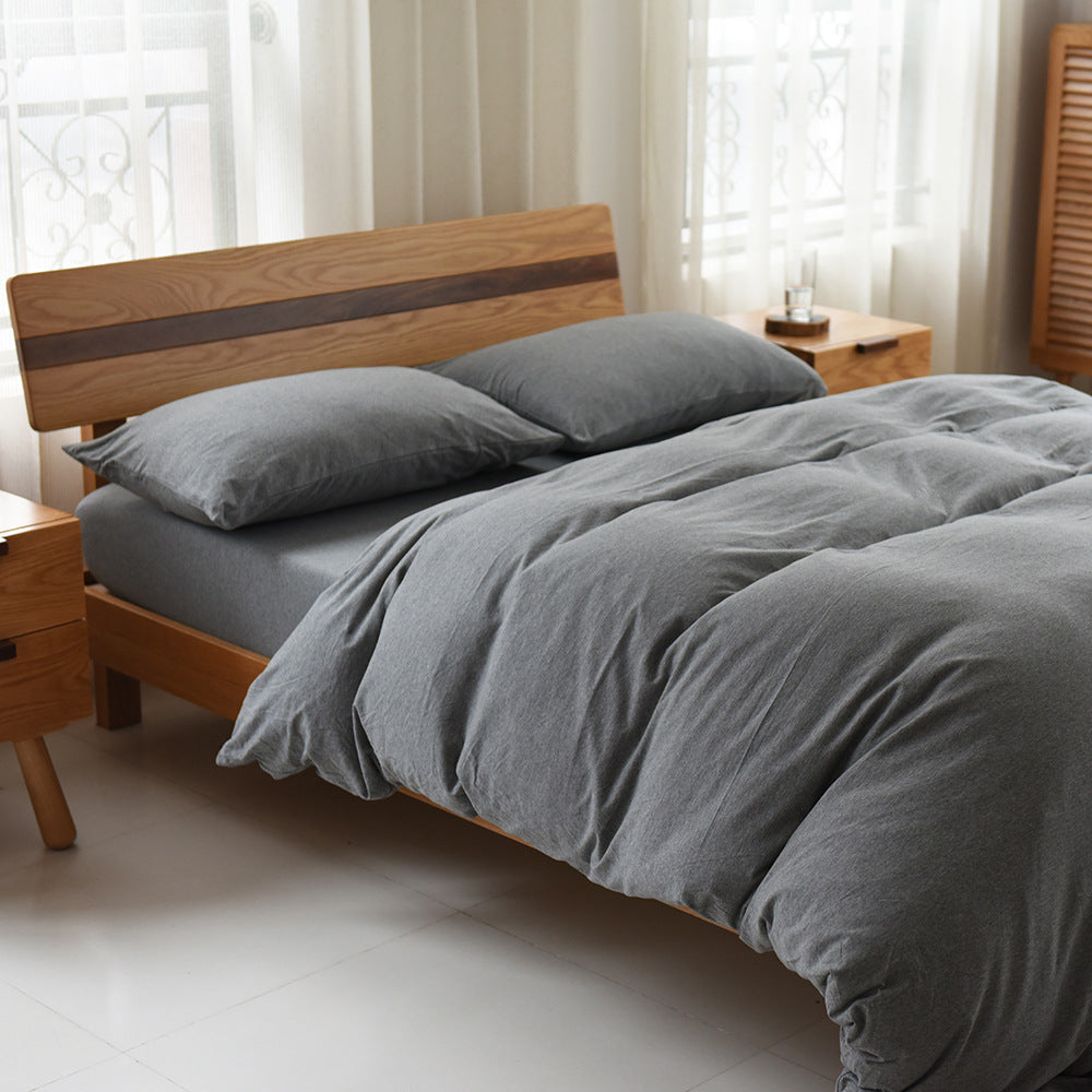 HKM-627987 Knitted Cotton Four-Piece Bed Set in Long-Staple Cotton with Reactive Printing