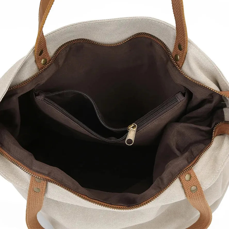 HKM-628051 Stylish Canvas Tote Handbag for Women - Versatile Sling Bag with Simple Design