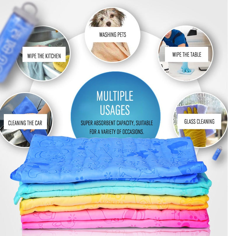 HKM-6280637 Ultra-Soft Absorbent Deerskin Towel for Pets - Ideal for Bathing and Cleaning