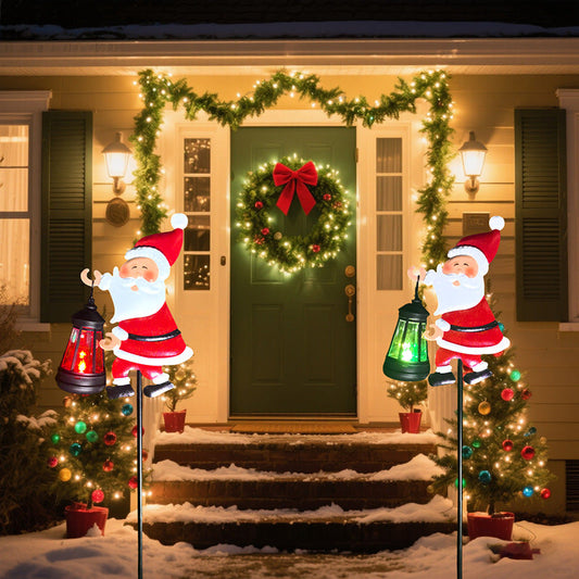 HKM-628115 Solar-Powered Santa Yard Decoration Light - Iron with Warm White & Colorful Options