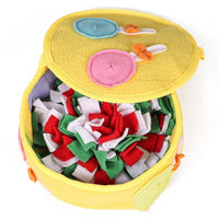 HKM-6281789 Interactive Dog Puzzle Toy - Smell Mat for Food Hiding, Green & Lemon Yellow, Polar Fleece 22x22x8CM
