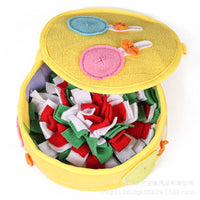 HKM-6281789 Interactive Dog Puzzle Toy - Smell Mat for Food Hiding, Green & Lemon Yellow, Polar Fleece 22x22x8CM