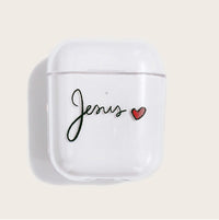 HKM-628179 Transparent Colored Letter Love Wireless Bluetooth Headset Case for AirPods 1/2