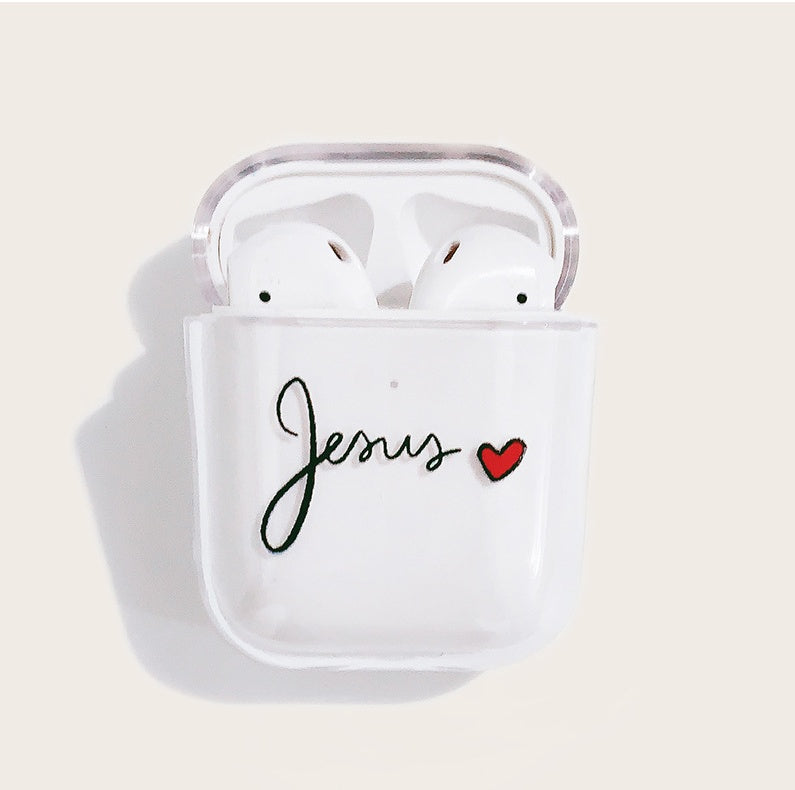 HKM-628179 Transparent Colored Letter Love Wireless Bluetooth Headset Case for AirPods 1/2
