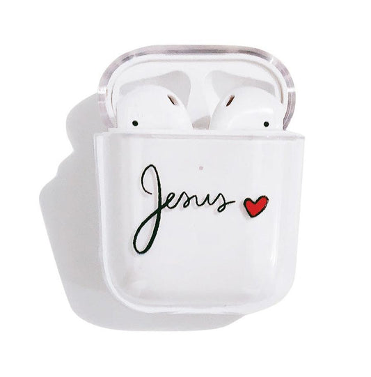 HKM-628179 Transparent Colored Letter Love Wireless Bluetooth Headset Case for AirPods 1/2