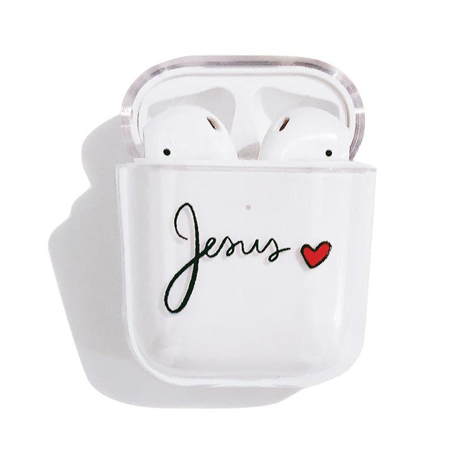 HKM-628179 Transparent Colored Letter Love Wireless Bluetooth Headset Case for AirPods 1/2
