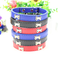HKM-6282941 Adjustable PU Dog Collar in Blue, Red, Black, and Mixed Colors - Small, Medium, Large Sizes Available