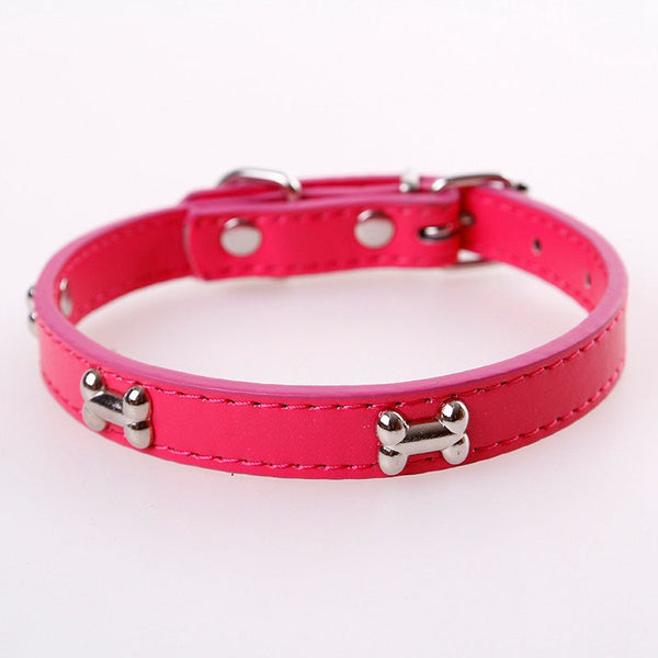 HKM-6282941 Adjustable PU Dog Collar in Blue, Red, Black, and Mixed Colors - Small, Medium, Large Sizes Available