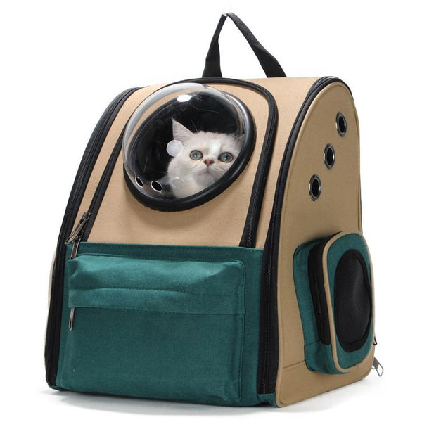 HKM-628307 Portable Outdoor Backpack for Cats and Dogs - Medium Hardness, 15kg Capacity for Cats, 10kg Capacity for Dogs, Dark Green Color S1202