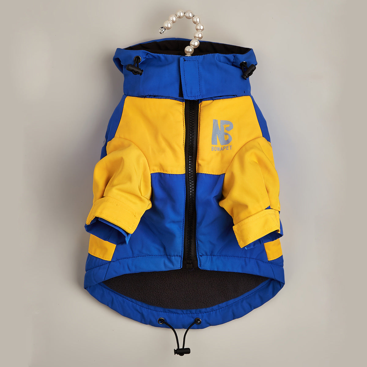 HKM-6283325 Waterproof Warm Dog Jacket for Autumn and Winter ¨C Casual Pet Raincoat in Three-Color Stitching