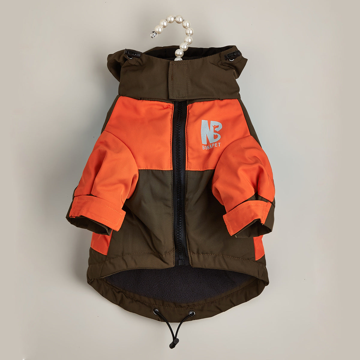 HKM-6283325 Waterproof Warm Dog Jacket for Autumn and Winter ¨C Casual Pet Raincoat in Three-Color Stitching