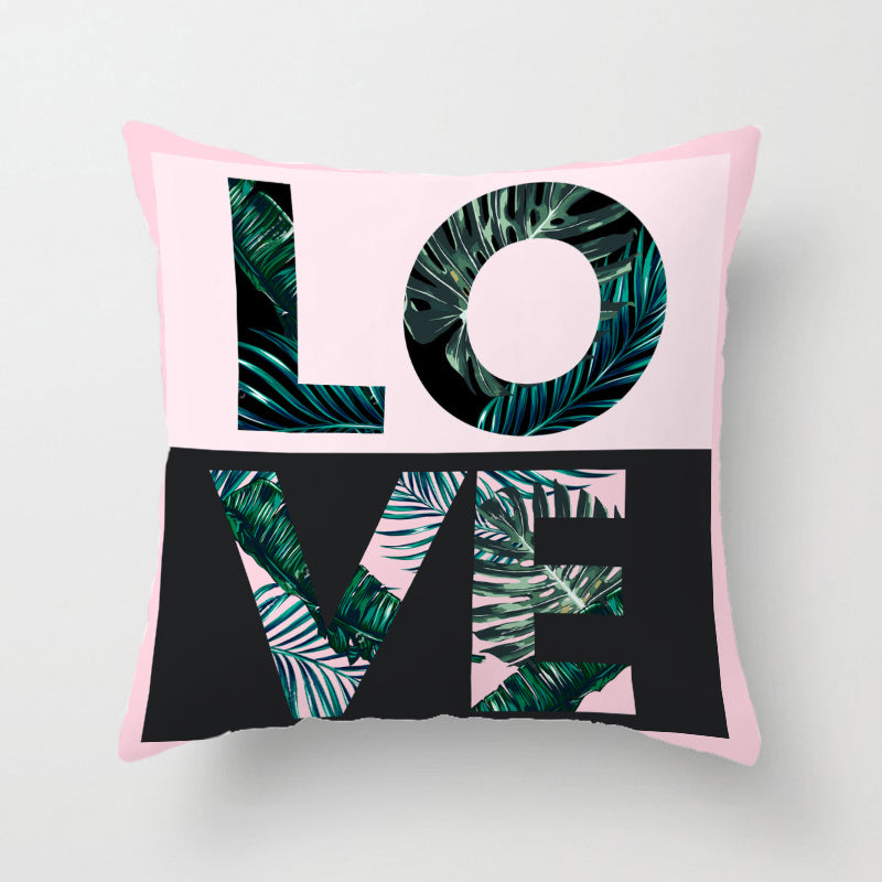 HKM-628371 Nordic Plant Flower Cushion Cover - 45×45cm PP Cotton Pillowcase for Living Room Decor