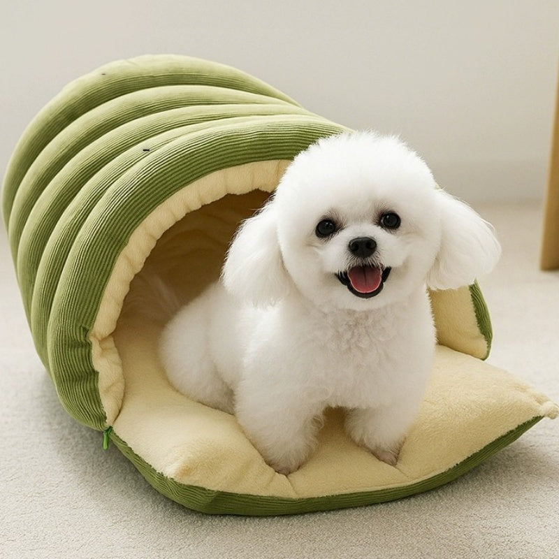 HKM-628435 Cozy Removable Closed Cat House - Washable Winter Pet Nest in Light Colors