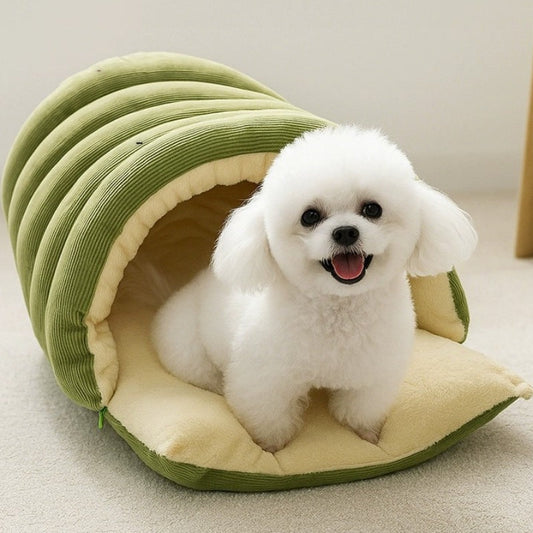 HKM-628435 Cozy Removable Closed Cat House - Washable Winter Pet Nest in Light Colors