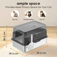 HKM-628435 Eco-Friendly 20L Stainless Steel Cat Litter Box – Easy to Clean and Foldable Design