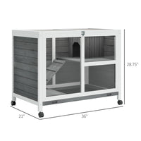 HKM-6284605 Solid Wood Outdoor Rabbit Hutch with Sleeping Room and Play Area for Small Animals