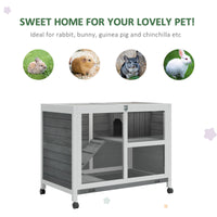 HKM-6284605 Solid Wood Outdoor Rabbit Hutch with Sleeping Room and Play Area for Small Animals