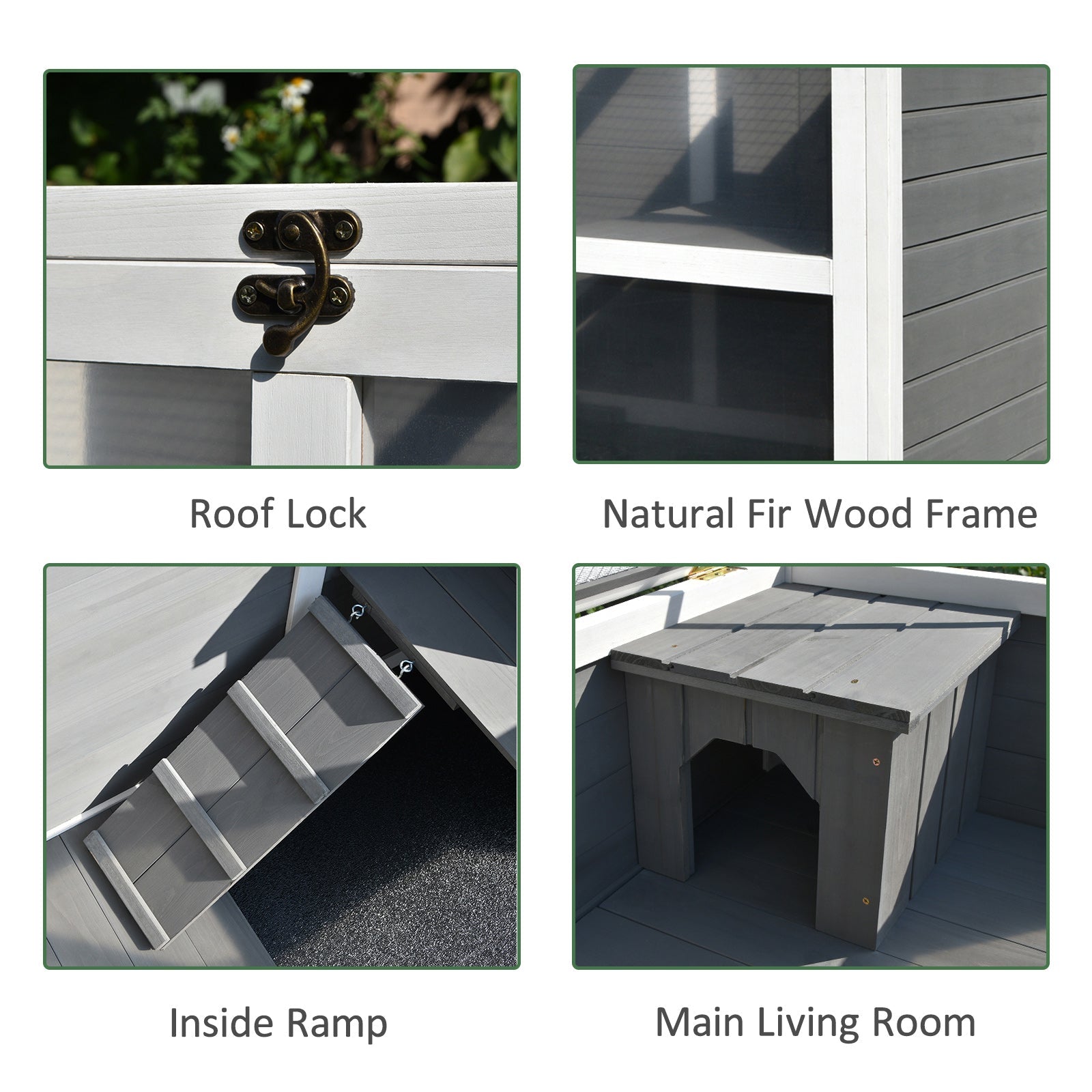 HKM-6284605 Solid Wood Outdoor Rabbit Hutch with Sleeping Room and Play Area for Small Animals