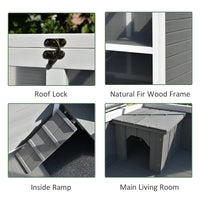 HKM-6284605 Solid Wood Outdoor Rabbit Hutch with Sleeping Room and Play Area for Small Animals