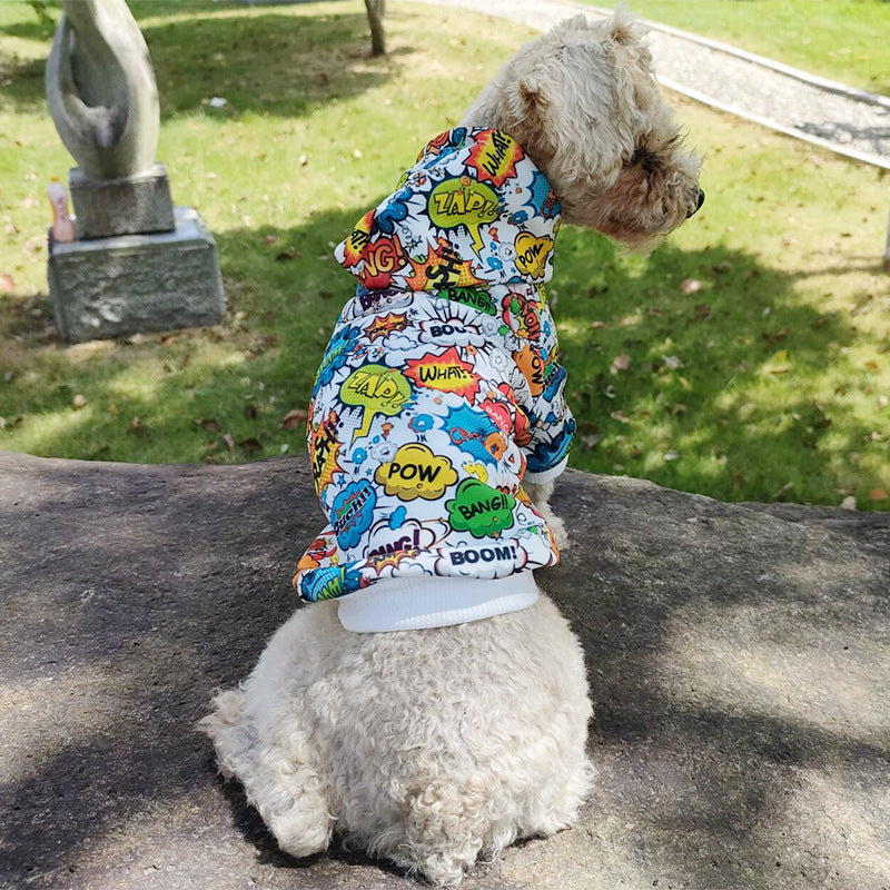 HKM-6285117 Casual Graffiti Print Pet Hoodie for Dogs in Multiple Sizes