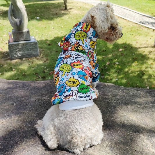 HKM-6285117 Casual Graffiti Print Pet Hoodie for Dogs in Multiple Sizes