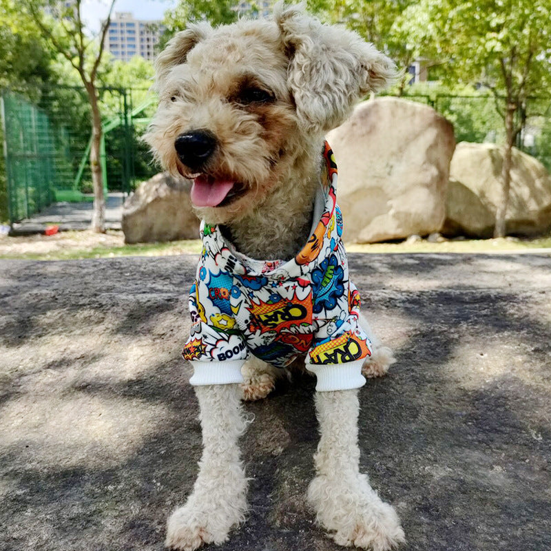 HKM-6285117 Casual Graffiti Print Pet Hoodie for Dogs in Multiple Sizes
