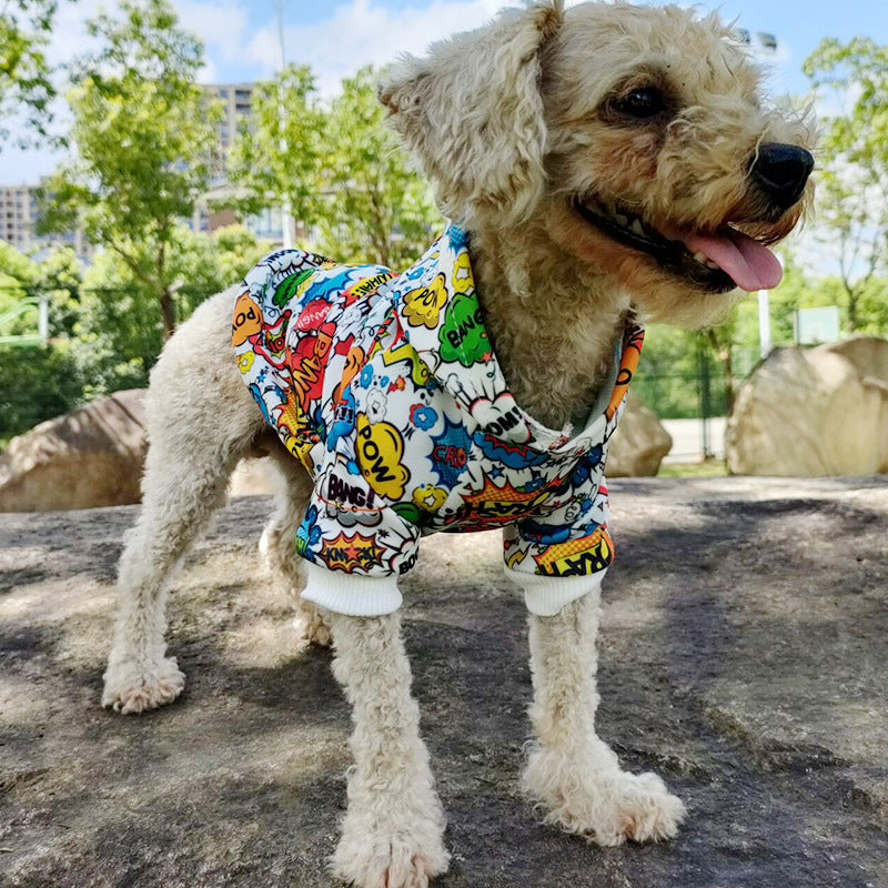 HKM-6285117 Casual Graffiti Print Pet Hoodie for Dogs in Multiple Sizes