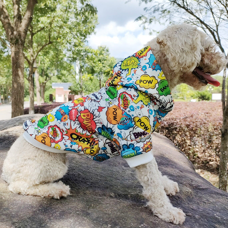 HKM-6285117 Casual Graffiti Print Pet Hoodie for Dogs in Multiple Sizes